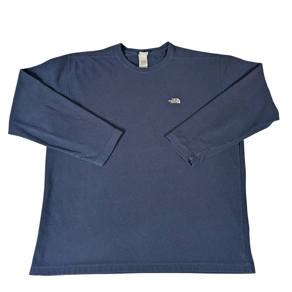 The North Face Mens Navy Blue Long Sleeve Fleece Pullover Crew Neck Top XXL